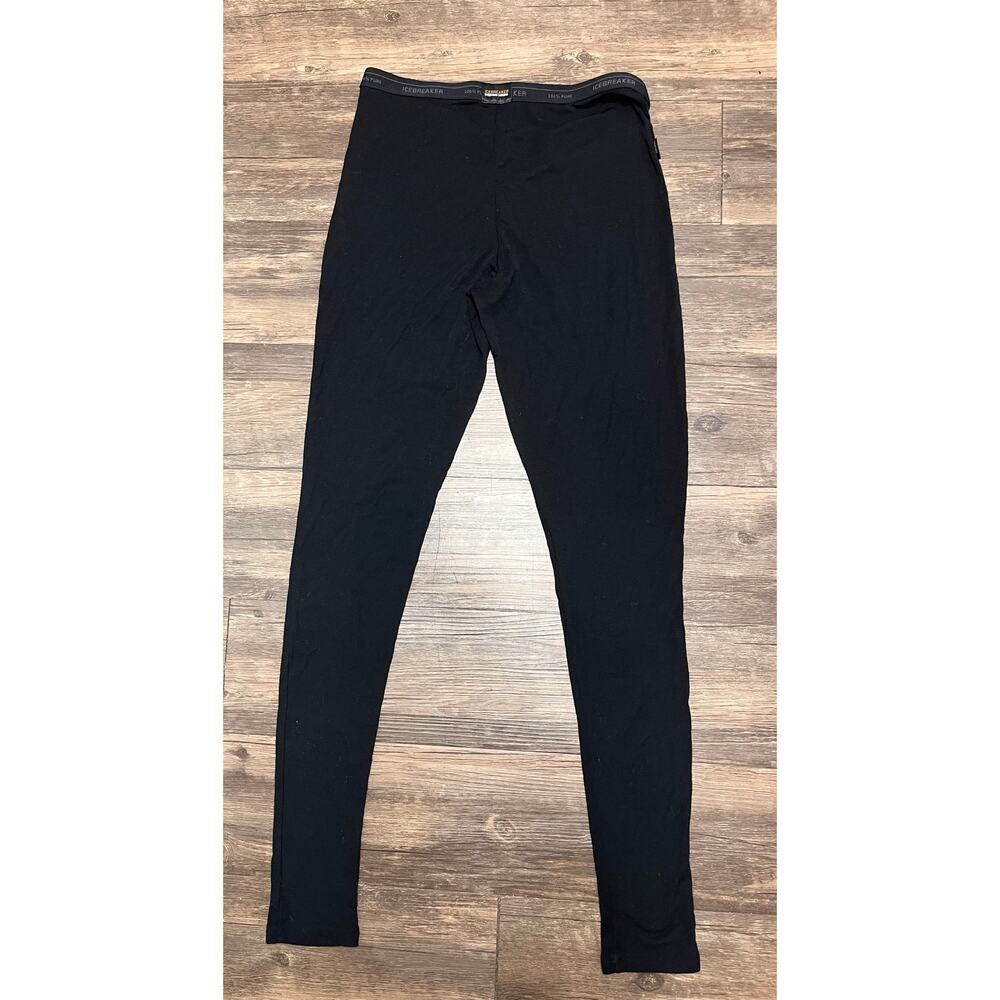 Icebreaker Everyday Merino Wool Thermal Leggings Black Base Layer Women Large - Picture 2 of 3